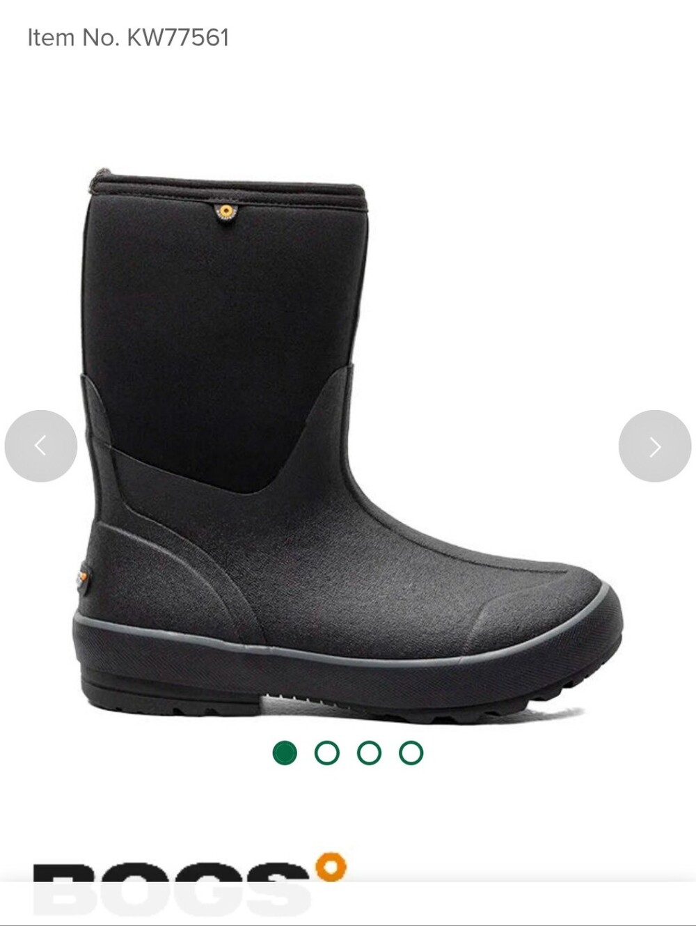 New BOGS Women's Classic II Mid No Handles Farm Rain Boots - Black Size 6